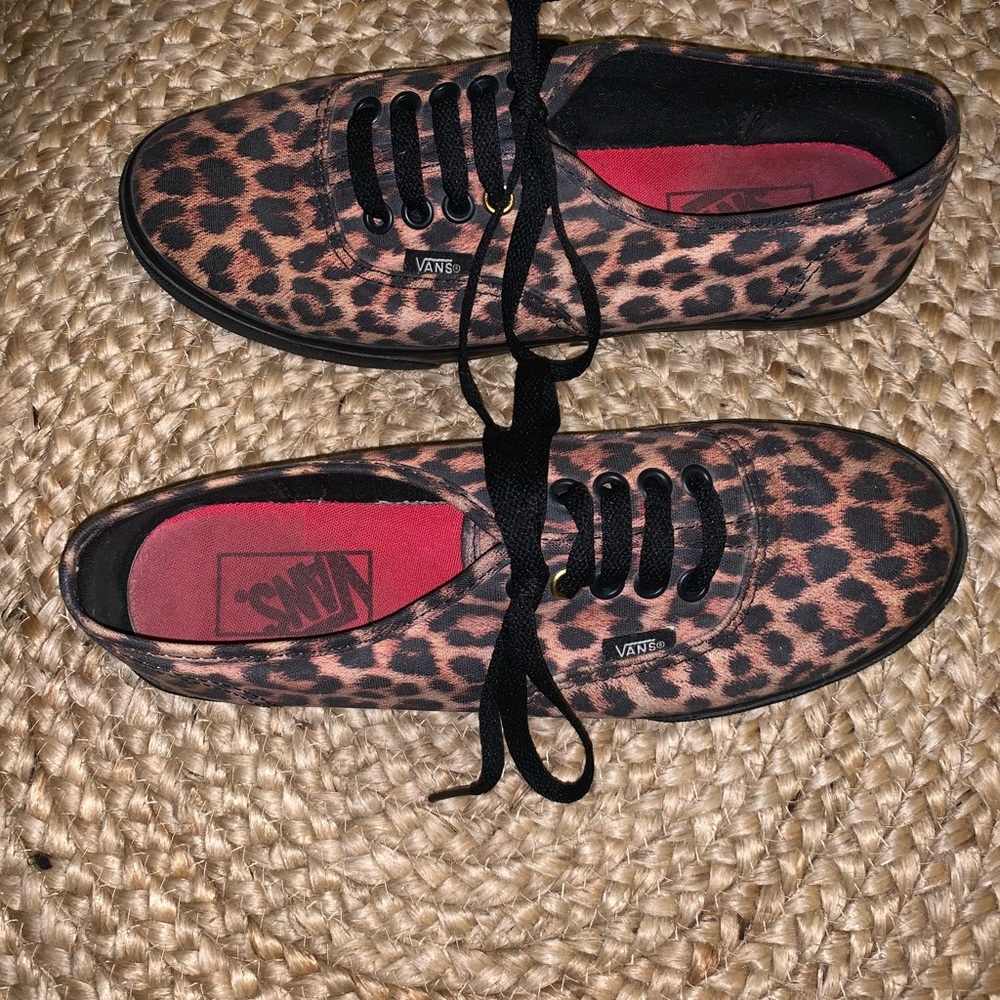 Vans Leopard Print Canvas Sneakers with Black Laces